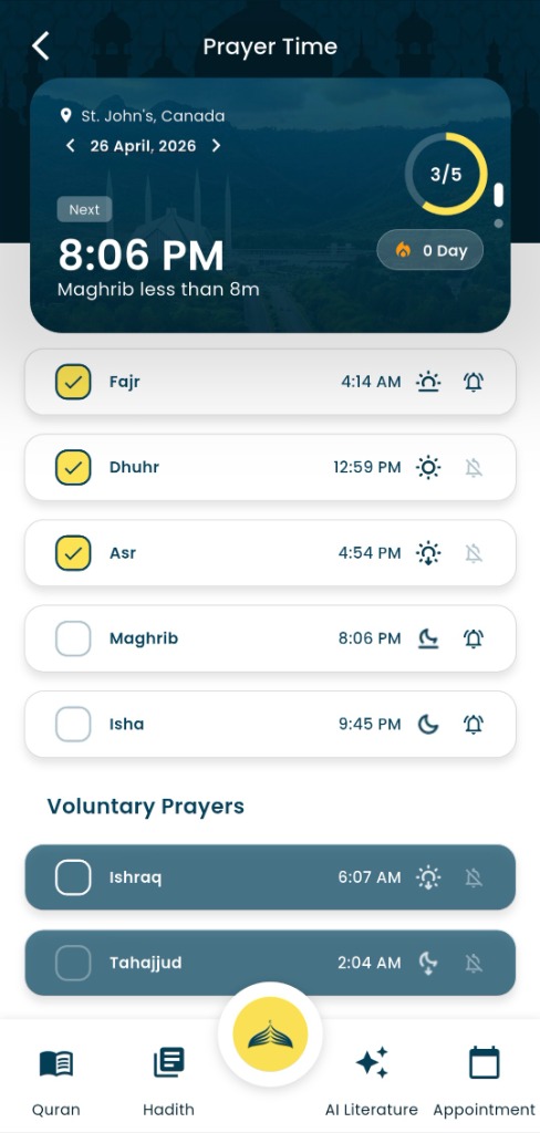 Prayer Times Tracker